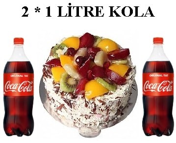 6-9 Kişilik Karışık Meyveli Yaş Pasta & 2x1 Lt Cola Muğla pasta